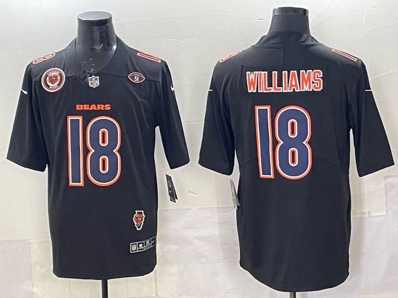 Men 2025 Nike Chicago Bears 18 Williams Black Limited NFL Jersey style 018